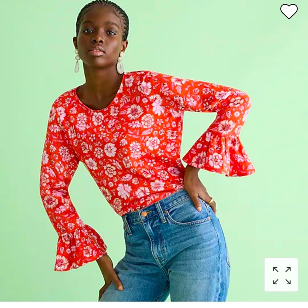 J Crew poppy patterned blouse